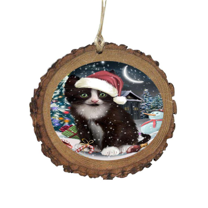 Have a Holly Jolly Christmas Happy Holidays Tuxedo Cat Wooden Christmas Ornament WOR48356