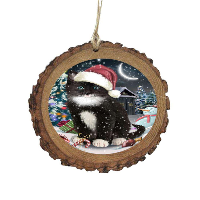 Have a Holly Jolly Christmas Happy Holidays Tuxedo Cat Wooden Christmas Ornament WOR48357