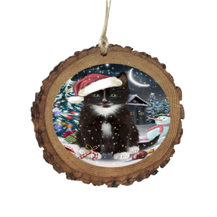 Have a Holly Jolly Christmas Happy Holidays Tuxedo Cat Wooden Christmas Ornament WOR48358