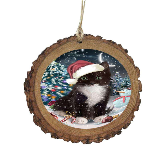 Have a Holly Jolly Christmas Happy Holidays Tuxedo Cat Wooden Christmas Ornament WOR48359