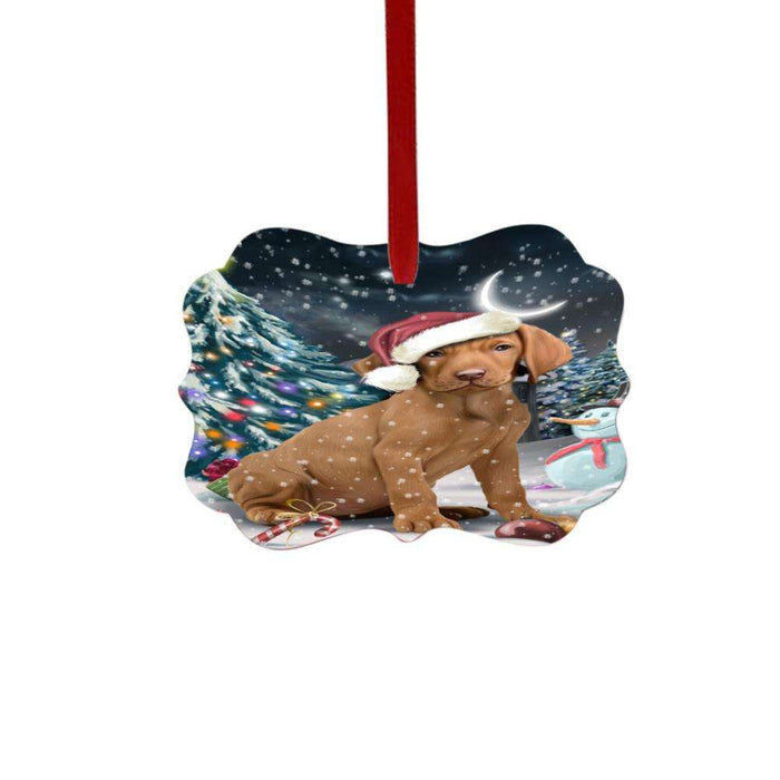 Have a Holly Jolly Christmas Happy Holidays Vizsla Dog Double-Sided Photo Benelux Christmas Ornament LOR48248