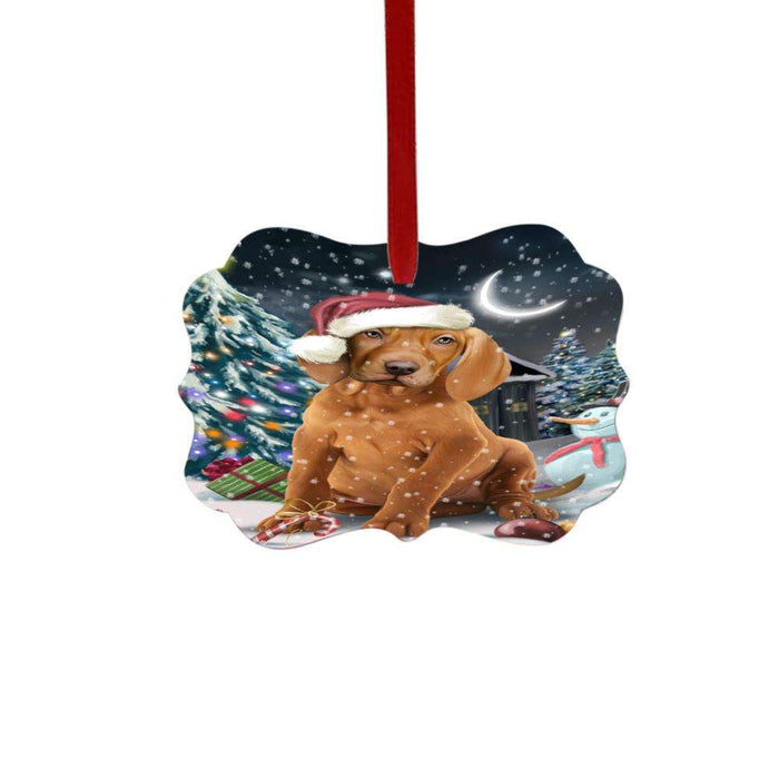 Have a Holly Jolly Christmas Happy Holidays Vizsla Dog Double-Sided Photo Benelux Christmas Ornament LOR48250