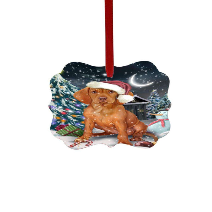 Have a Holly Jolly Christmas Happy Holidays Vizsla Dog Double-Sided Photo Benelux Christmas Ornament LOR48251