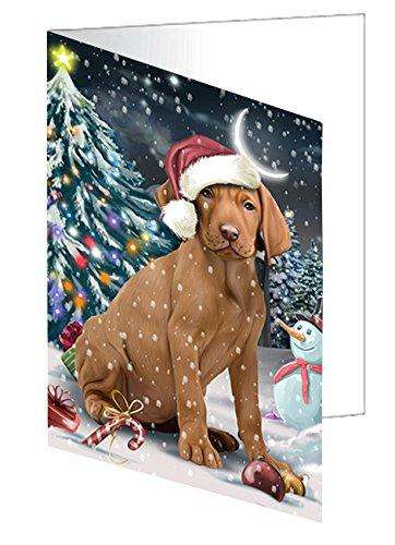 Have a Holly Jolly Christmas Happy Holidays Vizsla Dog Handmade Artwork Assorted Pets Greeting Cards and Note Cards with Envelopes for All Occasions and Holiday Seasons GCD2665