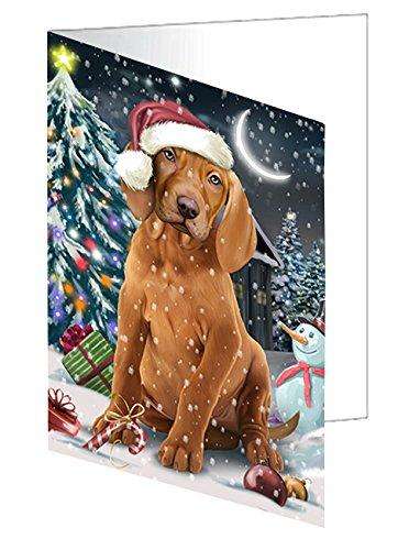 Have a Holly Jolly Christmas Happy Holidays Vizsla Dog Handmade Artwork Assorted Pets Greeting Cards and Note Cards with Envelopes for All Occasions and Holiday Seasons GCD2675