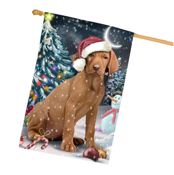 Have a Holly Jolly Christmas Happy Holidays Vizsla Dog House Flag HFLG260