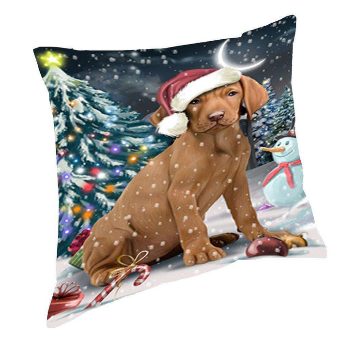 Have a Holly Jolly Christmas Happy Holidays Vizsla Dog Throw Pillow PIL784