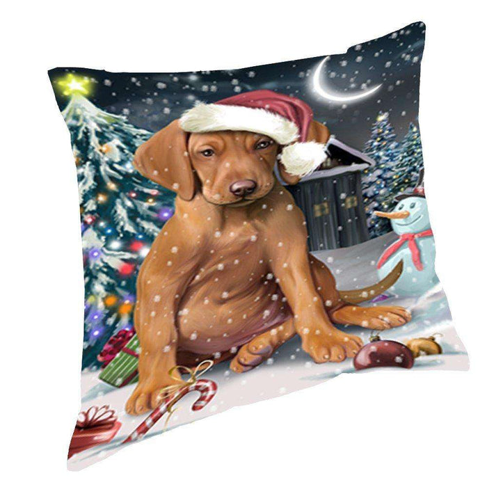 Have a Holly Jolly Christmas Happy Holidays Vizsla Dog Throw Pillow PIL788