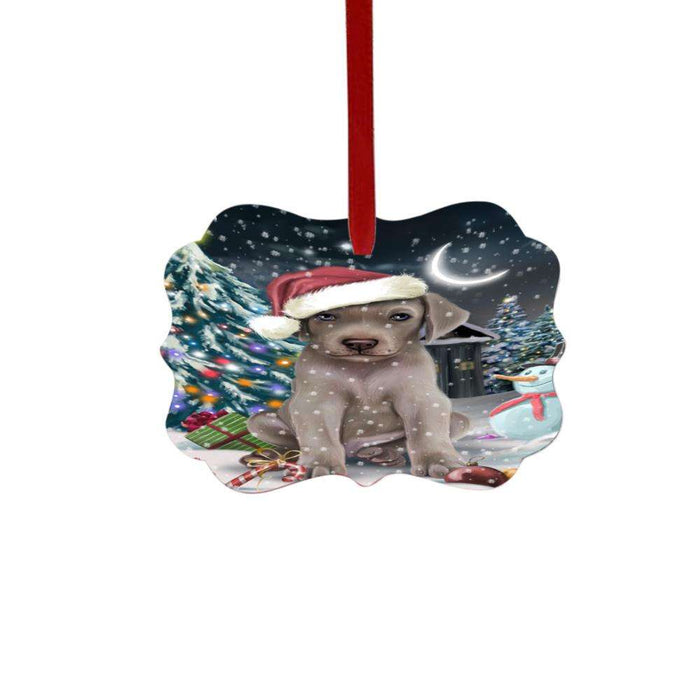Have a Holly Jolly Christmas Happy Holidays Weimaraner Dog Double-Sided Photo Benelux Christmas Ornament LOR48255