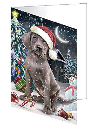 Have a Holly Jolly Christmas Happy Holidays Weimaraner Dog Handmade Artwork Assorted Pets Greeting Cards and Note Cards with Envelopes for All Occasions and Holiday Seasons GCD2685