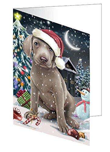 Have a Holly Jolly Christmas Happy Holidays Weimaraner Dog Handmade Artwork Assorted Pets Greeting Cards and Note Cards with Envelopes for All Occasions and Holiday Seasons GCD2690