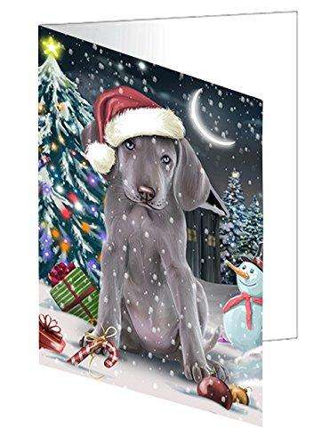 Have a Holly Jolly Christmas Happy Holidays Weimaraner Dog Handmade Artwork Assorted Pets Greeting Cards and Note Cards with Envelopes for All Occasions and Holiday Seasons GCD2695