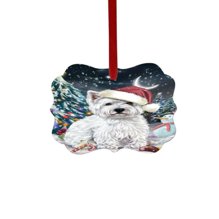 Have a Holly Jolly Christmas Happy Holidays West Highland White Terrier Dog Double-Sided Photo Benelux Christmas Ornament LOR48256