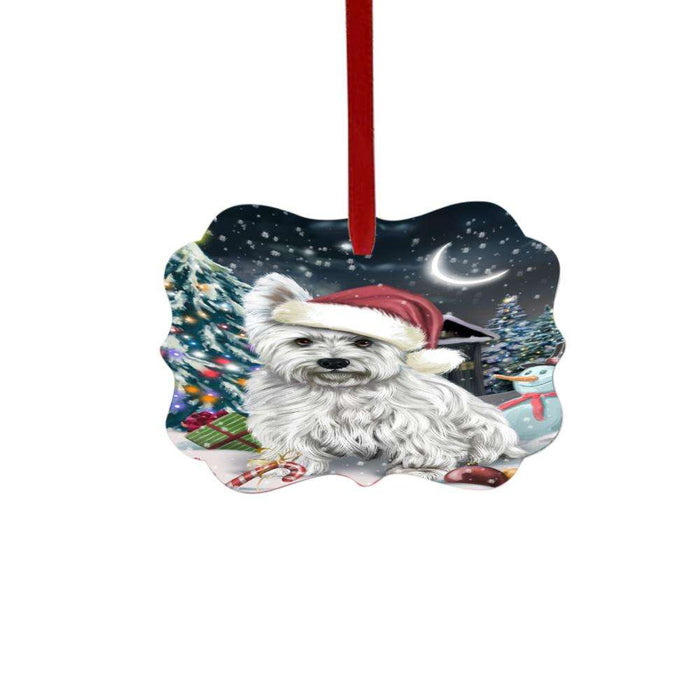 Have a Holly Jolly Christmas Happy Holidays West Highland White Terrier Dog Double-Sided Photo Benelux Christmas Ornament LOR48257