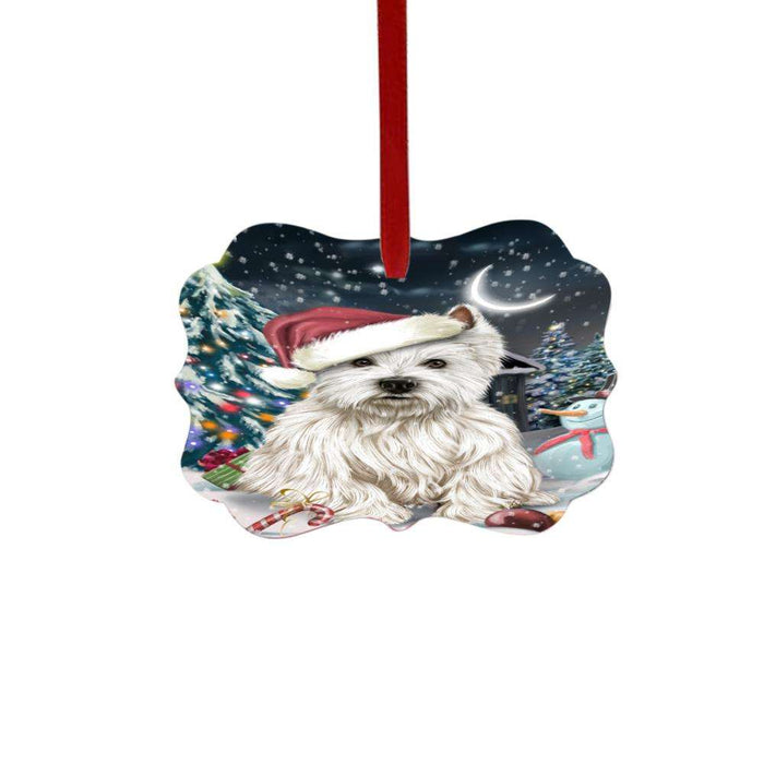 Have a Holly Jolly Christmas Happy Holidays West Highland White Terrier Dog Double-Sided Photo Benelux Christmas Ornament LOR48258
