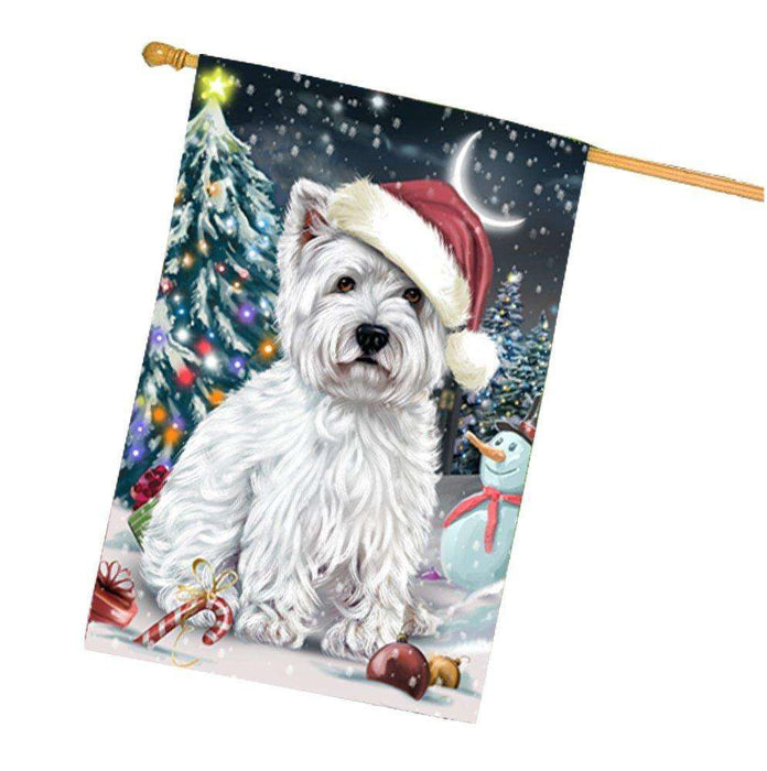 Have a Holly Jolly Christmas Happy Holidays West Highland White Terrier Dog House Flag HFLG264