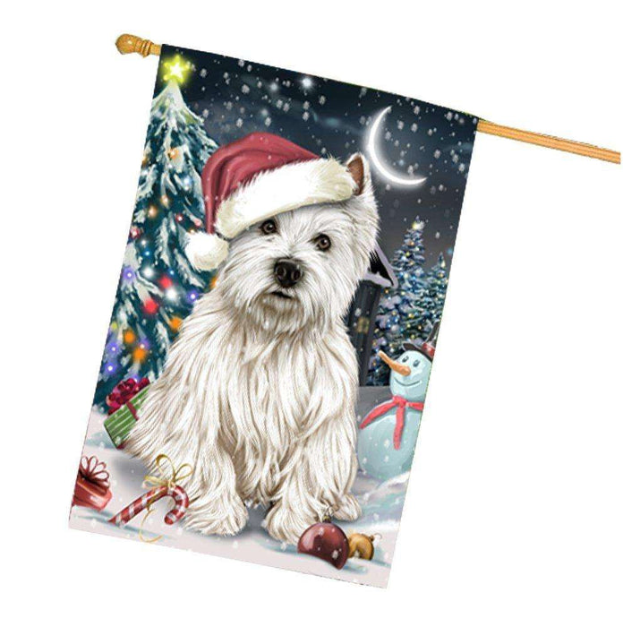Have a Holly Jolly Christmas Happy Holidays West Highland White Terrier Dog House Flag HFLG266