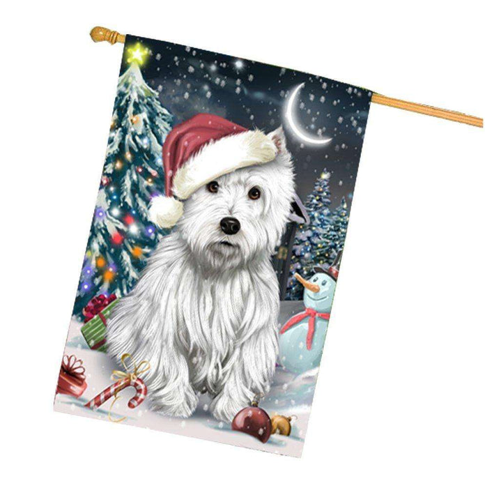 Have a Holly Jolly Christmas Happy Holidays West Highland White Terrier Dog House Flag HFLG267