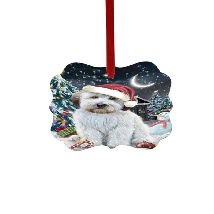 Have a Holly Jolly Christmas Happy Holidays Wheaten Terrier Dog Double-Sided Photo Benelux Christmas Ornament LOR48362