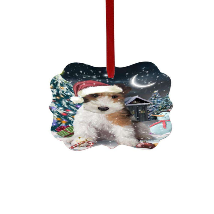Have a Holly Jolly Christmas Happy Holidays Wire Fox Terrier Dog Double-Sided Photo Benelux Christmas Ornament LOR48364