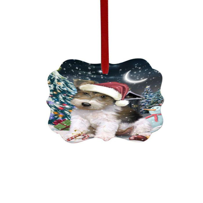 Have a Holly Jolly Christmas Happy Holidays Wire Fox Terrier Dog Double-Sided Photo Benelux Christmas Ornament LOR48365