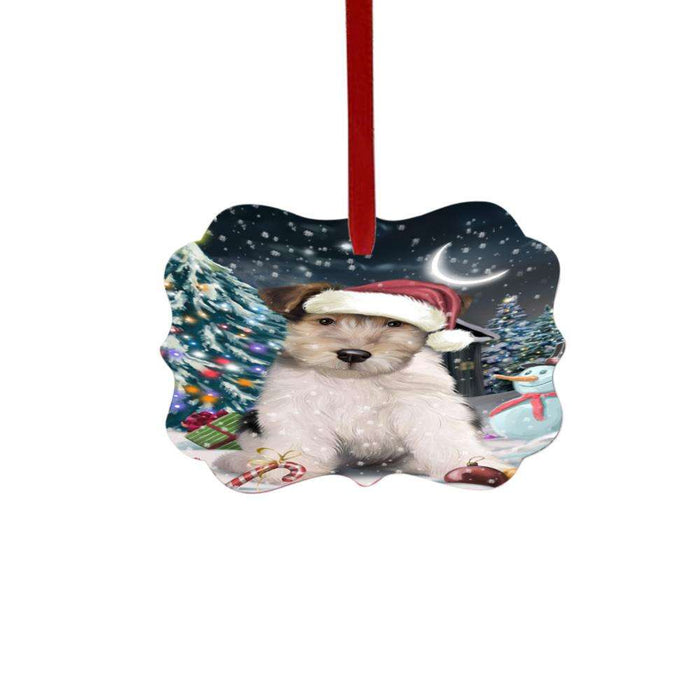 Have a Holly Jolly Christmas Happy Holidays Wire Fox Terrier Dog Double-Sided Photo Benelux Christmas Ornament LOR48366