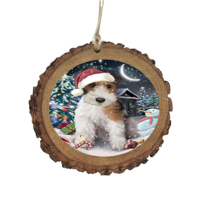 Have a Holly Jolly Christmas Happy Holidays Wire Fox Terrier Dog Wooden Christmas Ornament WOR48364