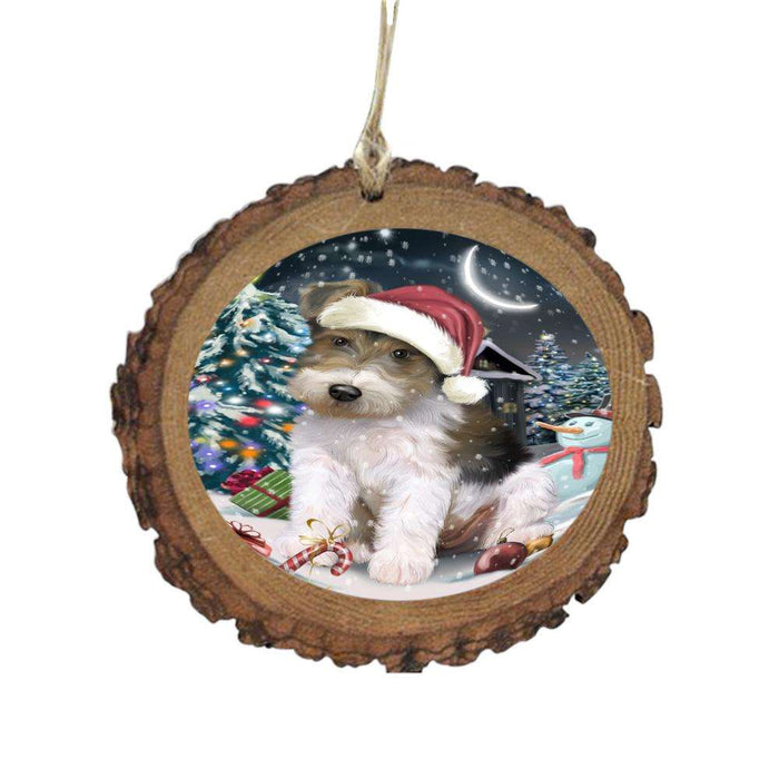 Have a Holly Jolly Christmas Happy Holidays Wire Fox Terrier Dog Wooden Christmas Ornament WOR48365