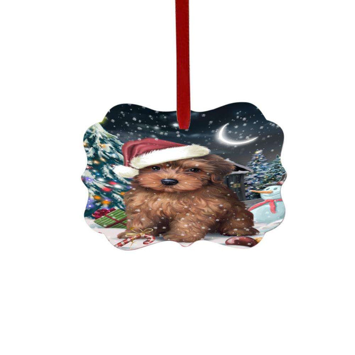 Have a Holly Jolly Christmas Happy Holidays Yorkipoo Dog Double-Sided Photo Benelux Christmas Ornament LOR48371