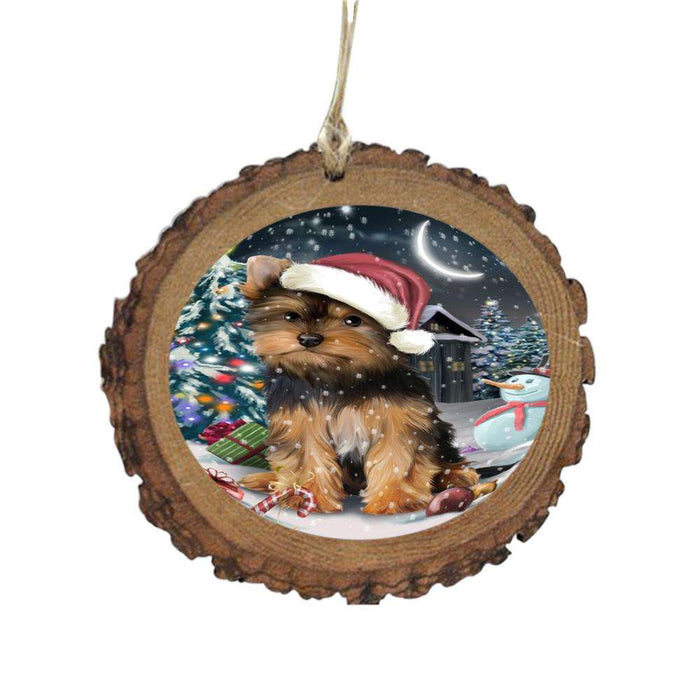 Have a Holly Jolly Christmas Happy Holidays Yorkshire Terrier Dog Wooden Christmas Ornament WOR48260