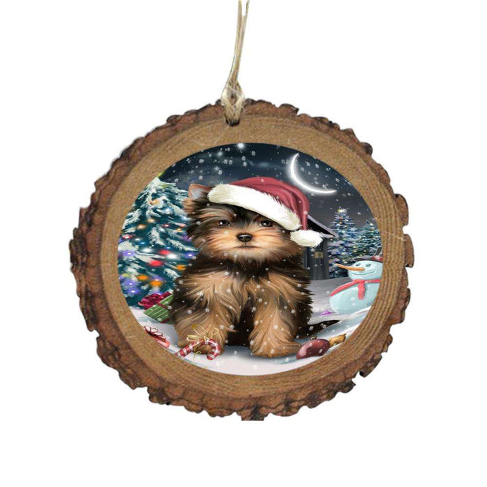 Have a Holly Jolly Christmas Happy Holidays Yorkshire Terrier Dog Wooden Christmas Ornament WOR48261