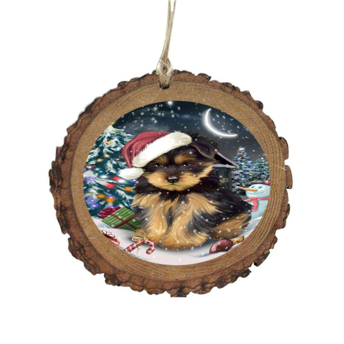Have a Holly Jolly Christmas Happy Holidays Yorkshire Terrier Dog Wooden Christmas Ornament WOR48262