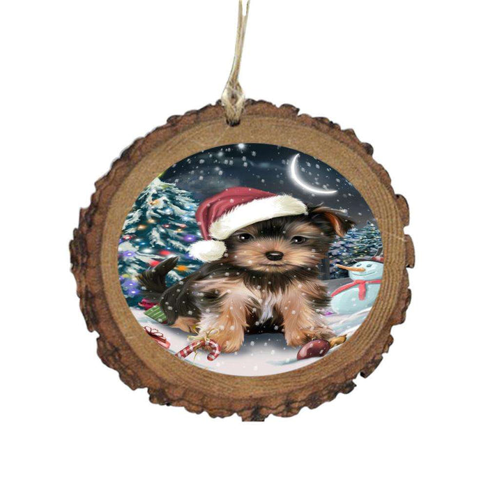 Have a Holly Jolly Christmas Happy Holidays Yorkshire Terrier Dog Wooden Christmas Ornament WOR48263