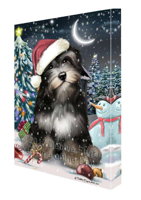 Have a Holly Jolly Christmas Havanese Dog in Holiday Background Canvas Wall Art D098