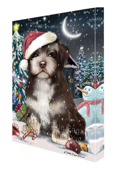Have a Holly Jolly Christmas Havanese Dog in Holiday Background Canvas Wall Art D099