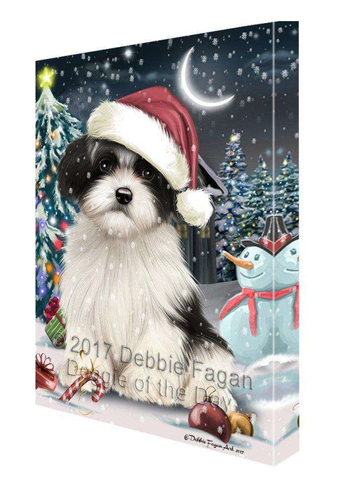 Have a Holly Jolly Christmas Havanese Dog in Holiday Background Canvas Wall Art D100