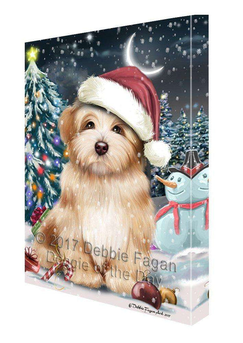 Have a Holly Jolly Christmas Havanese Dog in Holiday Background Canvas Wall Art D101