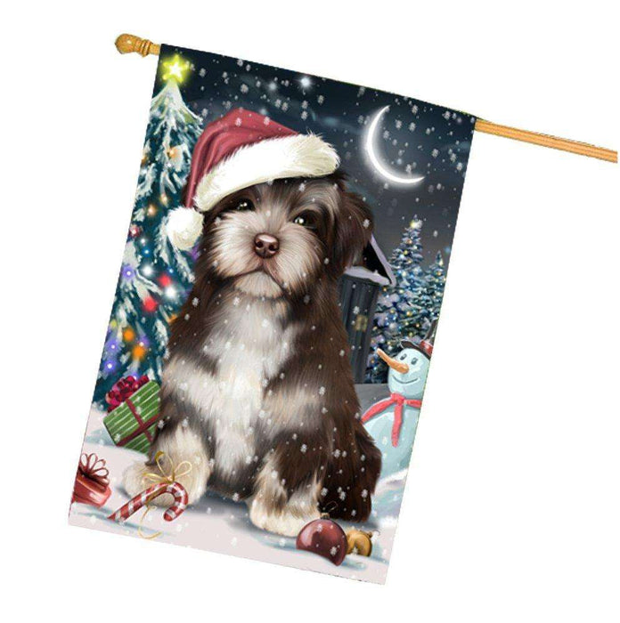 Have a Holly Jolly Christmas Havanese Dog in Holiday Background House Flag HF449