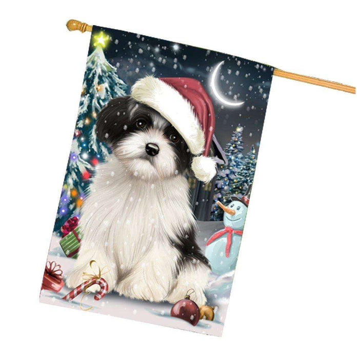 Have a Holly Jolly Christmas Havanese Dog in Holiday Background House Flag HF450
