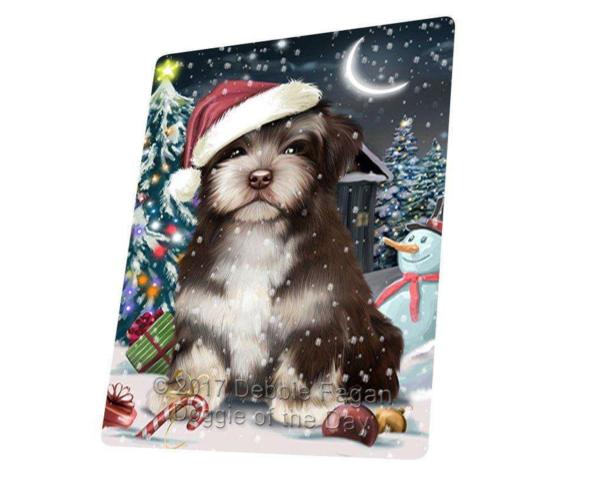 Have a Holly Jolly Christmas Havanese Dog in Holiday Background Tempered Cutting Board D099