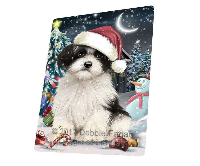 Have a Holly Jolly Christmas Havanese Dog in Holiday Background Tempered Cutting Board D100 (Small)