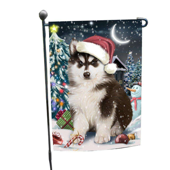 Have a Holly Jolly Christmas Husky Dog in Holiday Background Garden Flag D102