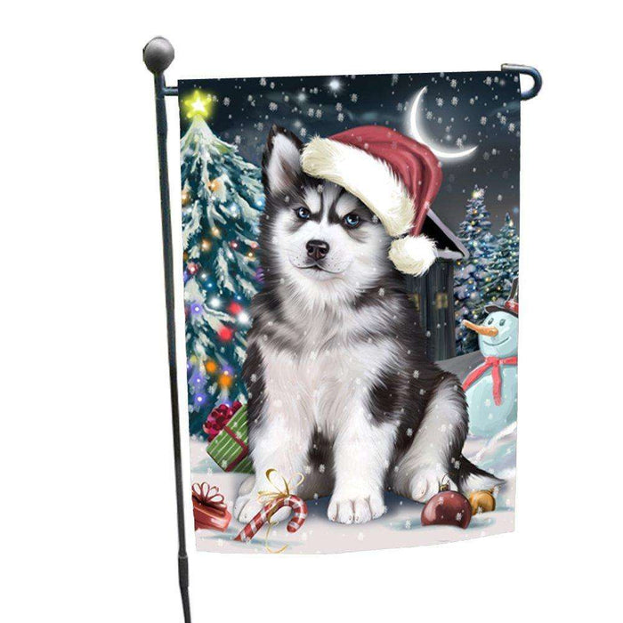 Have a Holly Jolly Christmas Husky Dog in Holiday Background Garden Flag D103