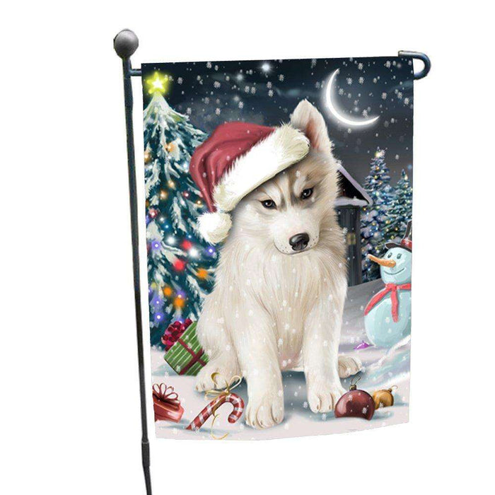 Have a Holly Jolly Christmas Husky Dog in Holiday Background Garden Flag D104