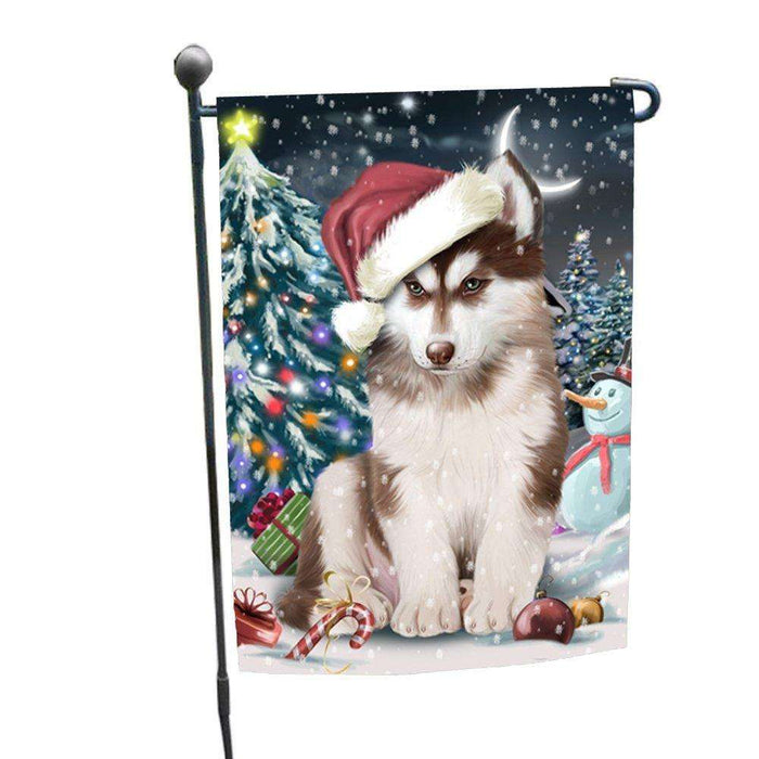 Have a Holly Jolly Christmas Husky Dog in Holiday Background Garden Flag D105