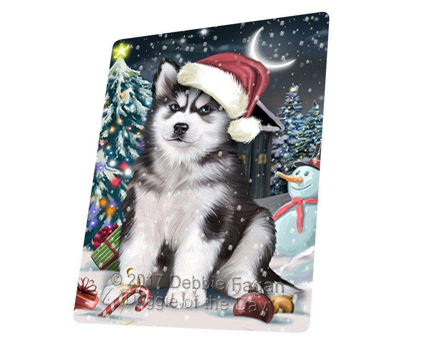 Have a Holly Jolly Christmas Husky Dog in Holiday Background Large Refrigerator / Dishwasher Magnet D103