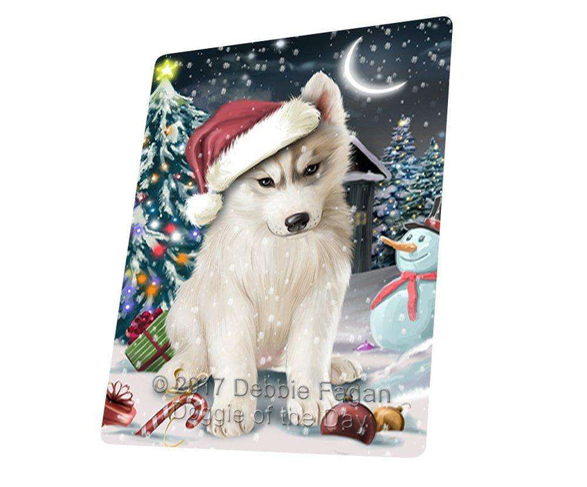 Have a Holly Jolly Christmas Husky Dog in Holiday Background Large Refrigerator / Dishwasher Magnet D104