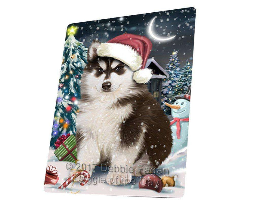 Have a Holly Jolly Christmas Husky Dog in Holiday Background Tempered Cutting Board D102 (Small)