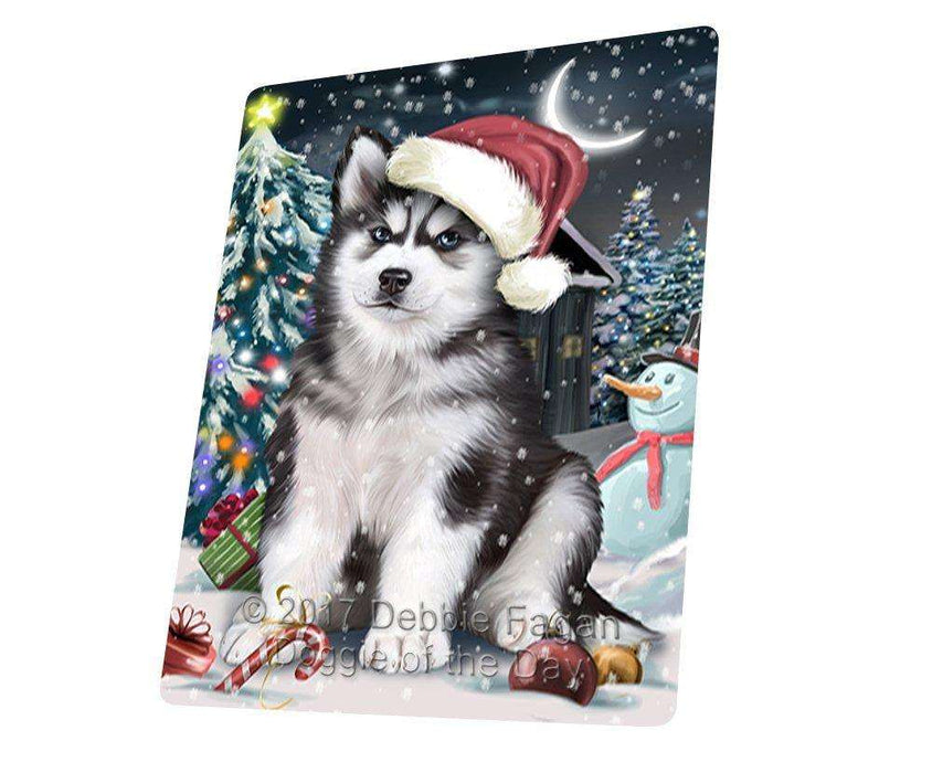 Have a Holly Jolly Christmas Husky Dog in Holiday Background Tempered Cutting Board D103 (Small)