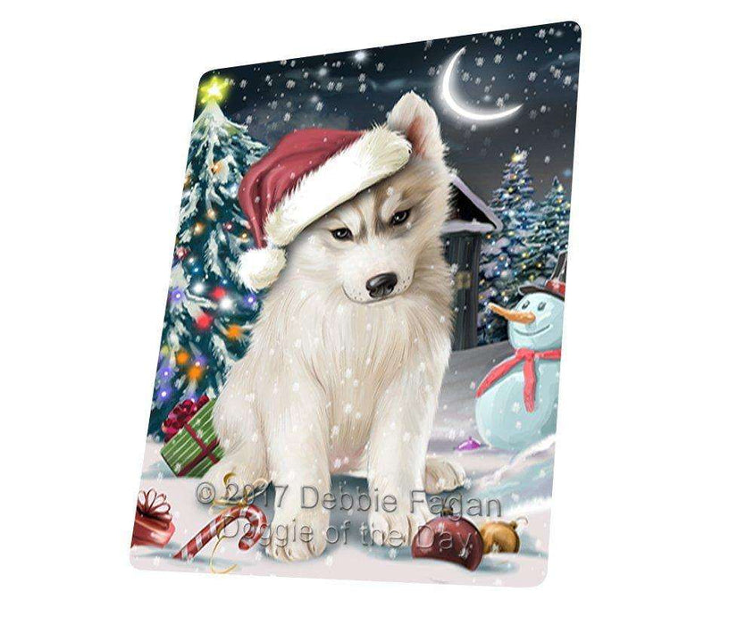 Have a Holly Jolly Christmas Husky Dog in Holiday Background Tempered Cutting Board D104 (Small)